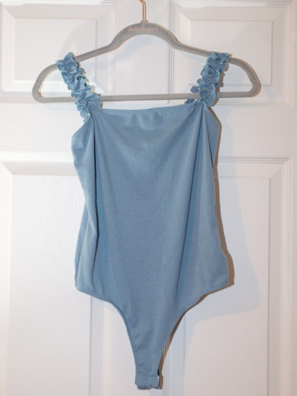 21 Saints Ribbed Ruffled Straps bodysuit